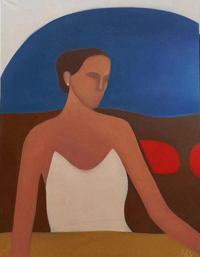 白衣女人,油画  80cm✖100cm  2022